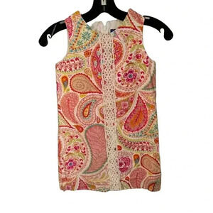 J. Bailey “Liza B Dress” in Paisley Print, lace accents Size 7